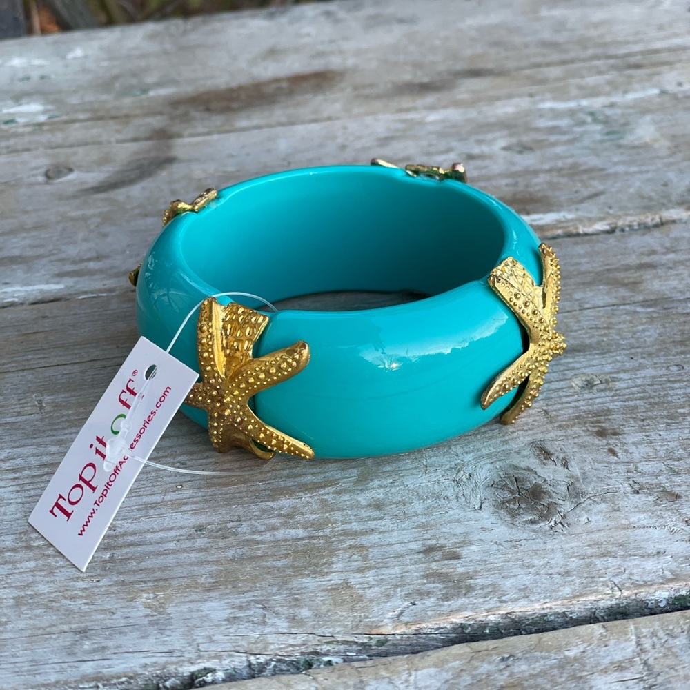 Top it off turquoise & hold starfish chunky bracelet